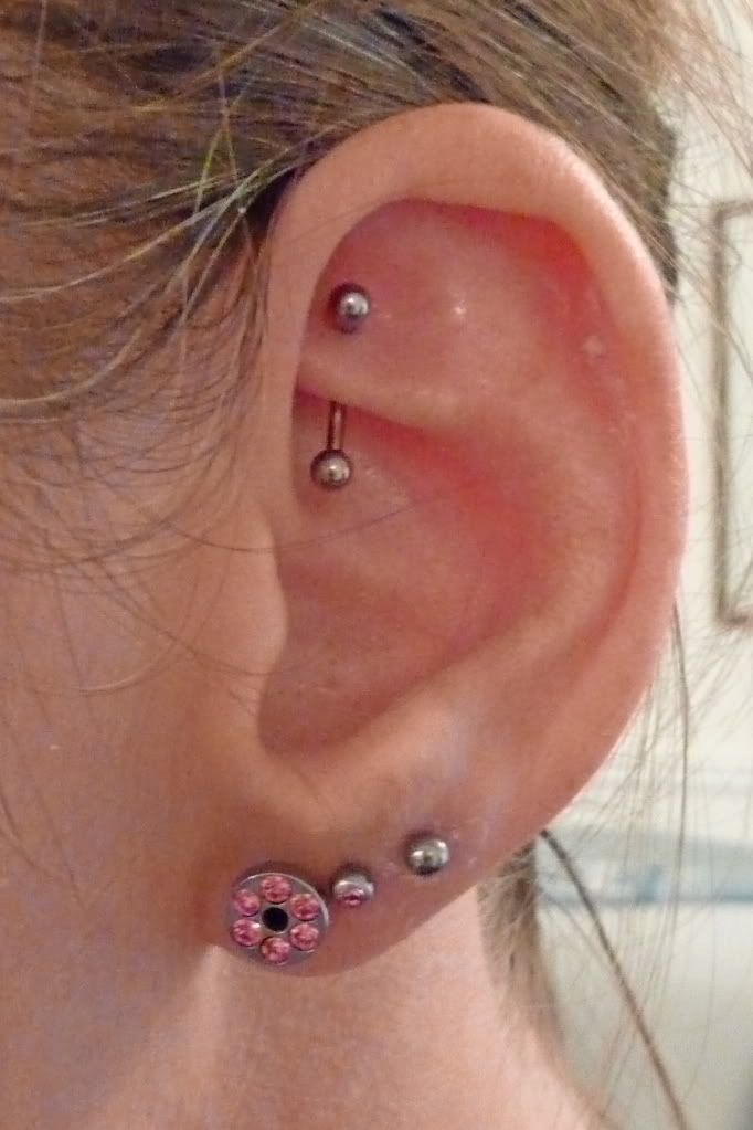 My mate got a sort of outer conch / helix piercing. That's cool too.