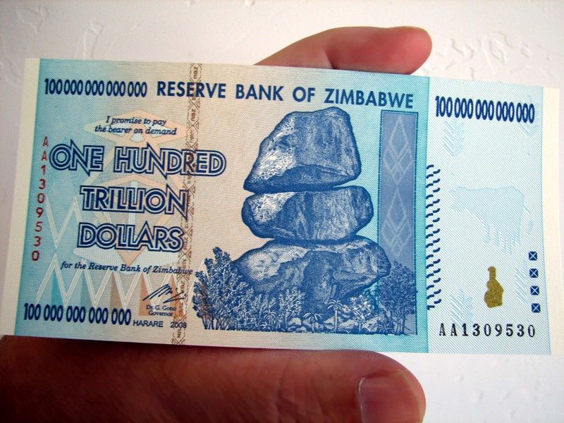Zimbabwe 100-trillion dollar note