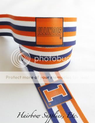  Illinois Illinis 3 Yards 1 Grosgrain Printed Ribbon Collegiate