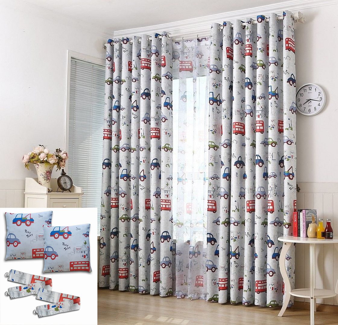 Blockout Eyelet Curtain Set Car Auto Truck Bus Kids Room Curtains