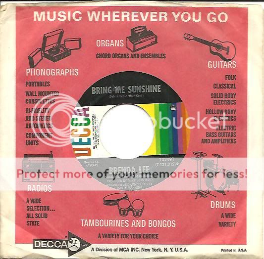 BRENDA LEE 45 Bring Me Sunshine/You Dont Need Me MINT   