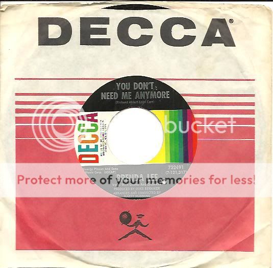 BRENDA LEE 45 Bring Me Sunshine/You Dont Need Me MINT   